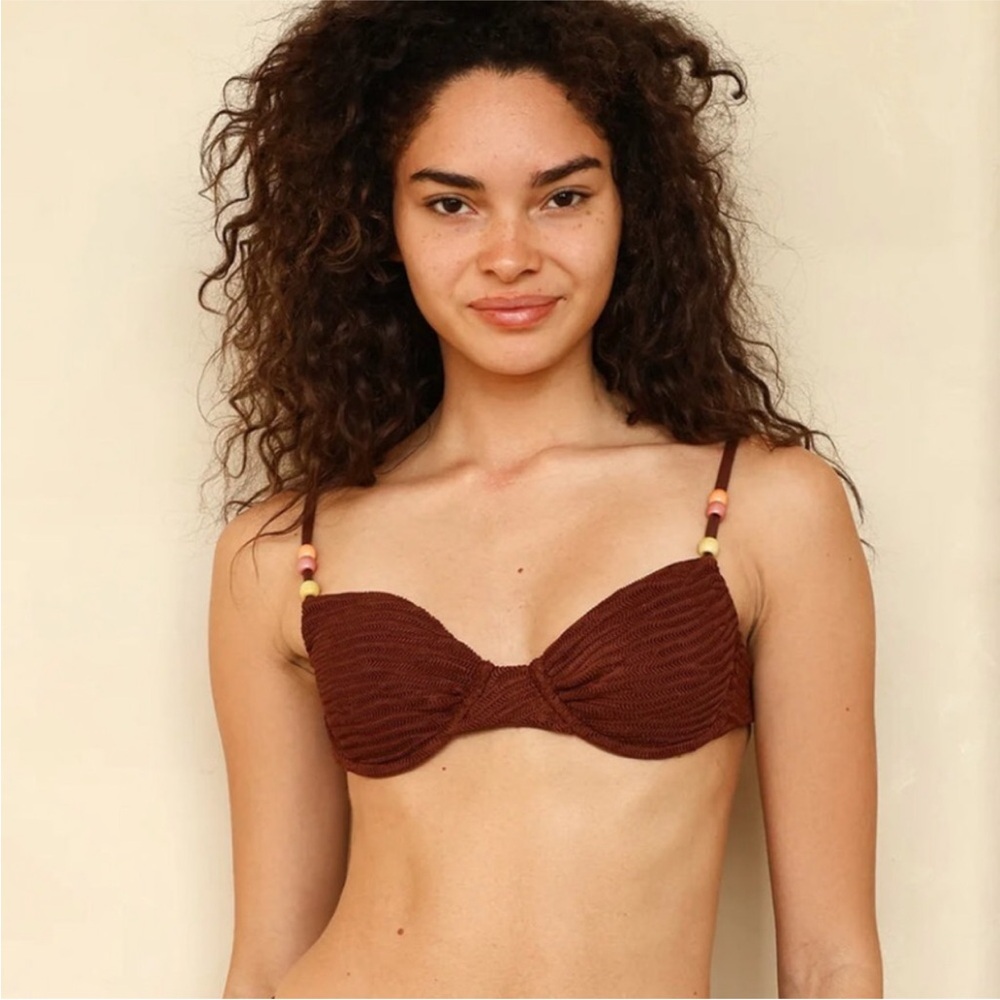 NWT Dippin Daisy Costa Underwire Bikini Top Mocha Crinkle